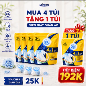 Mua 4 tặng 1 - Viên giặt quần áo hương hoa hồng - Viên giặt Minho lưu hương 72h - Siêu sale 7/7