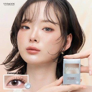 Lens cận 6 tháng VIVIMOON Caramel Brown, kính áp tròng khóa ẩm màu nâu sáng ngọt ngào độ từ 0 đến 8