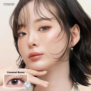 Lens cận 6 tháng VIVIMOON Caramel Brown, kính áp tròng khóa ẩm màu nâu sáng ngọt ngào độ từ 0 đến 8