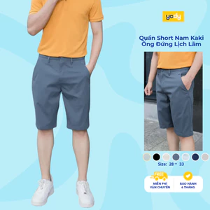 Quần short nam YODY quần đùi lửng chất liệu kaki co dãn thoải mái không bám bụi TRA - QSM5019