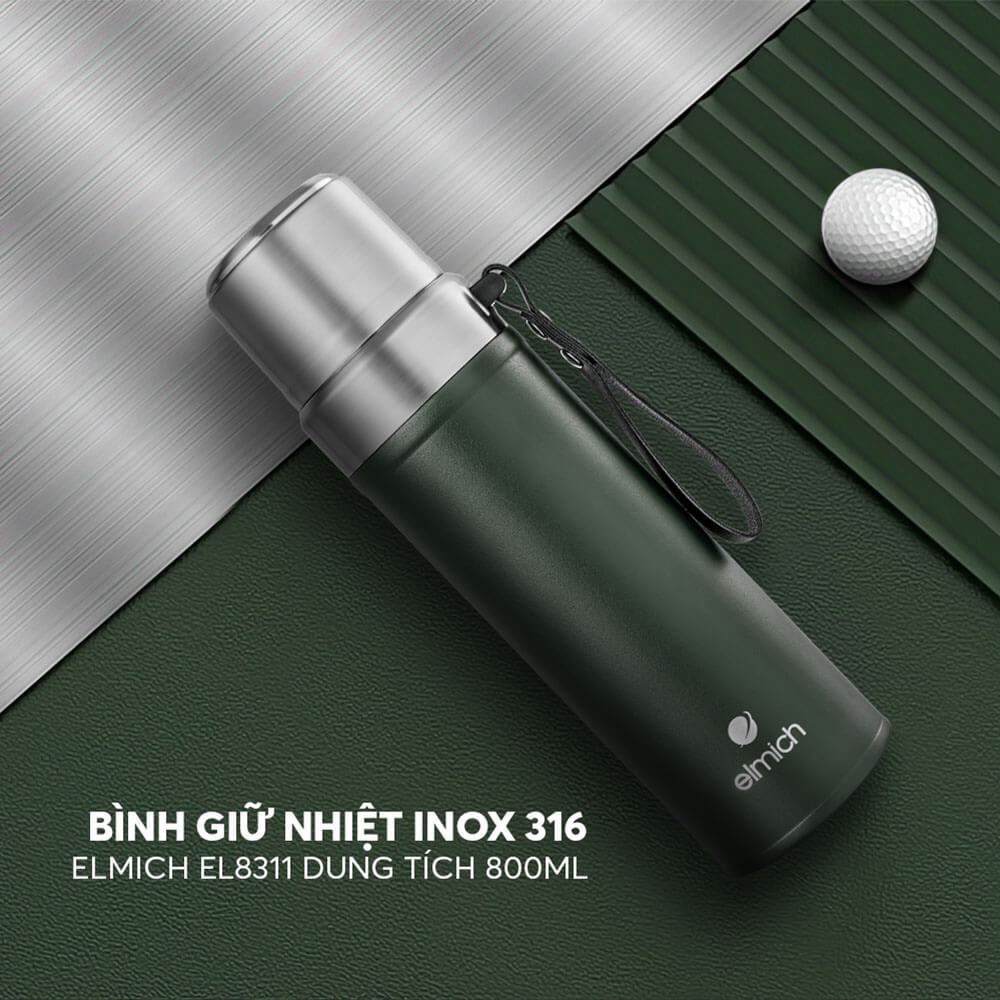 [LIFEMCMBP4 -12% đơn 250K] Bình giữ nhiệt inox 316 Elmich EL8311 dung tích 800ml