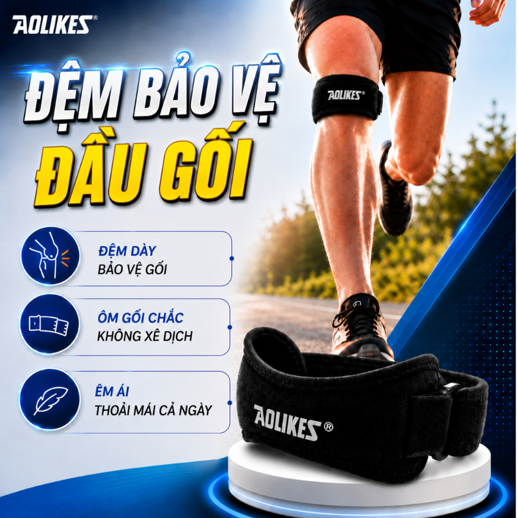 Băng Gối Thể Thao AOLIKES 7919 – Đệm EVA Giảm Đau Gối, Hỗ Trợ Tập Gym,Cầu Lông,Bóng Rổ, Pickeball