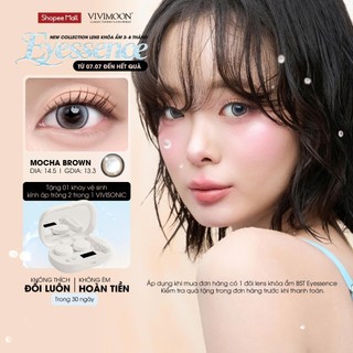 Lens cận 6 tháng VIVIMOON Mocha Brown, kính áp tròng khóa ẩm màu nâu sáng pha ánh xám giãn to 14.5mm