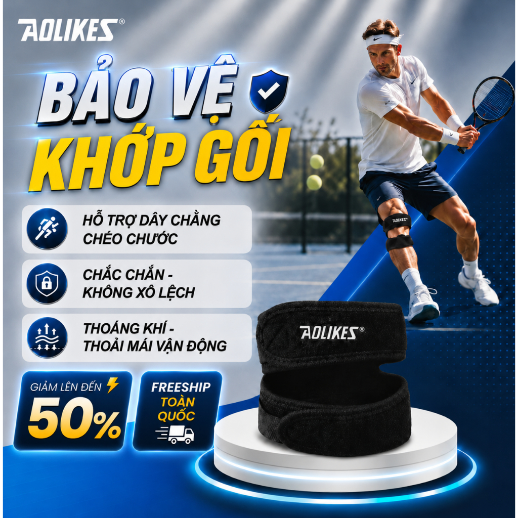 Băng gối thể thao, Băng quấn đầu gối bảo vệ khớp gối khi chơi thể thao, chạy bộ,leo núi AOLIKES 7929