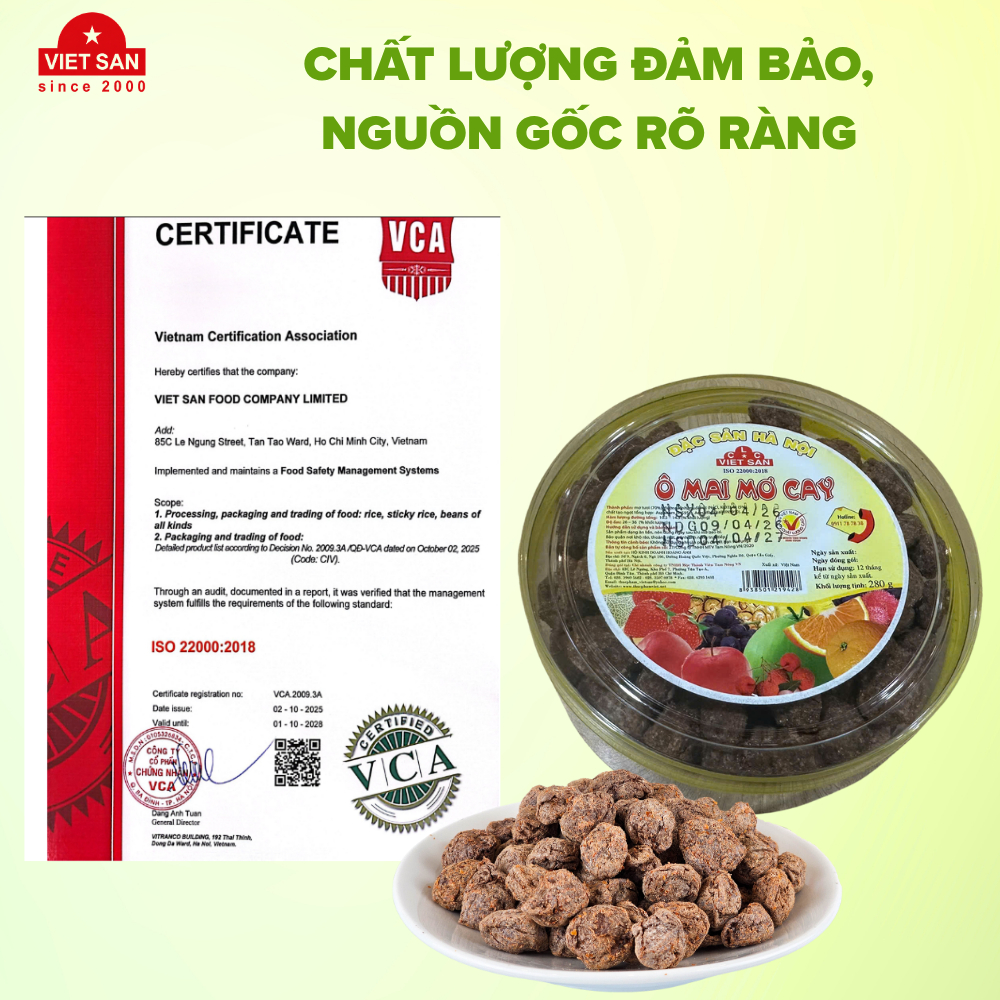 Ô Mai Mơ Cay Việt San 150g/280g - Ô Mai Mơ Chua Cay Ăn Vặt Đặc Sản Hà Nội