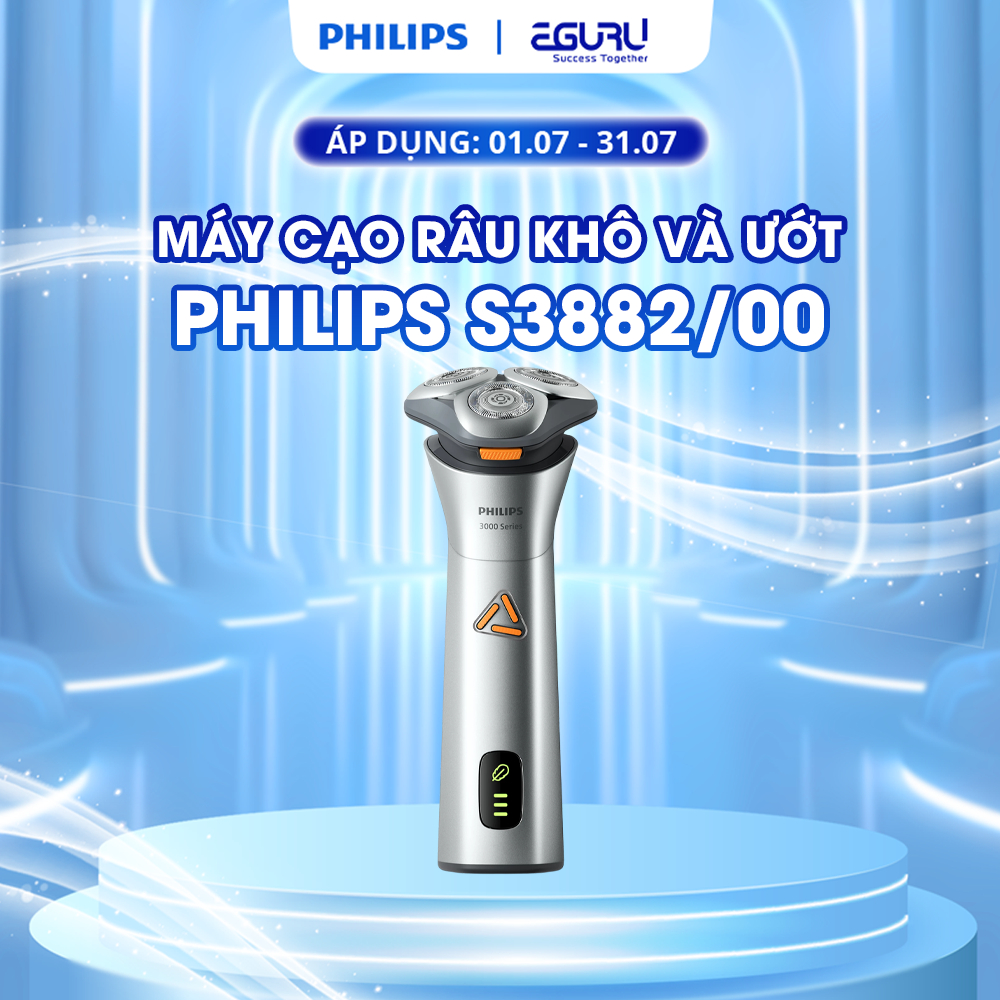 Máy Cạo Râu Khô Và Ướt PHILIPS S3882/00, Đầu Cạo Flex 6D, Lớp Phủ SkinGlide Bảo Hành Chính Hãng 24 Tháng