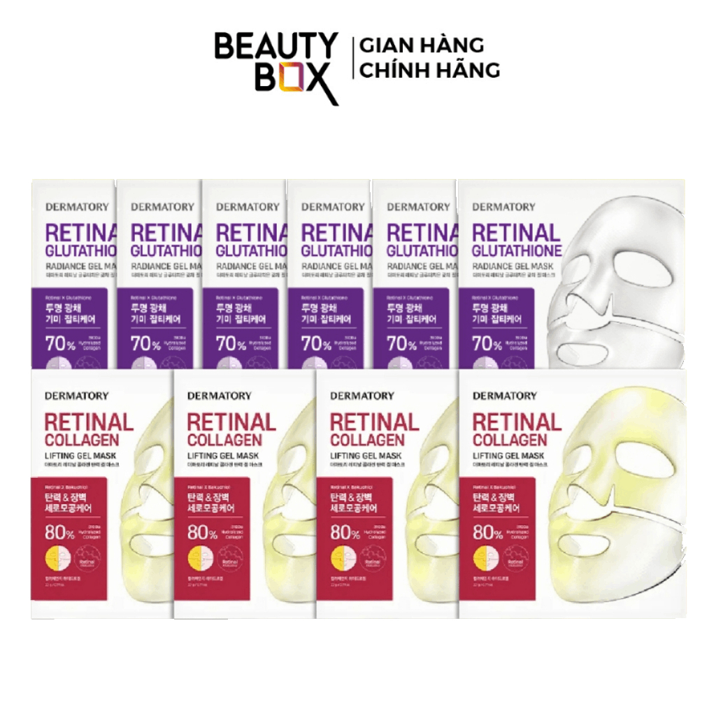 [Săn Sale] [Set 10 Miếng/20 miếng] Mặt Nạ Cao Cấp Dermatory Dưỡng Da Sáng Mịn Retinal Glutathione Gel Mask