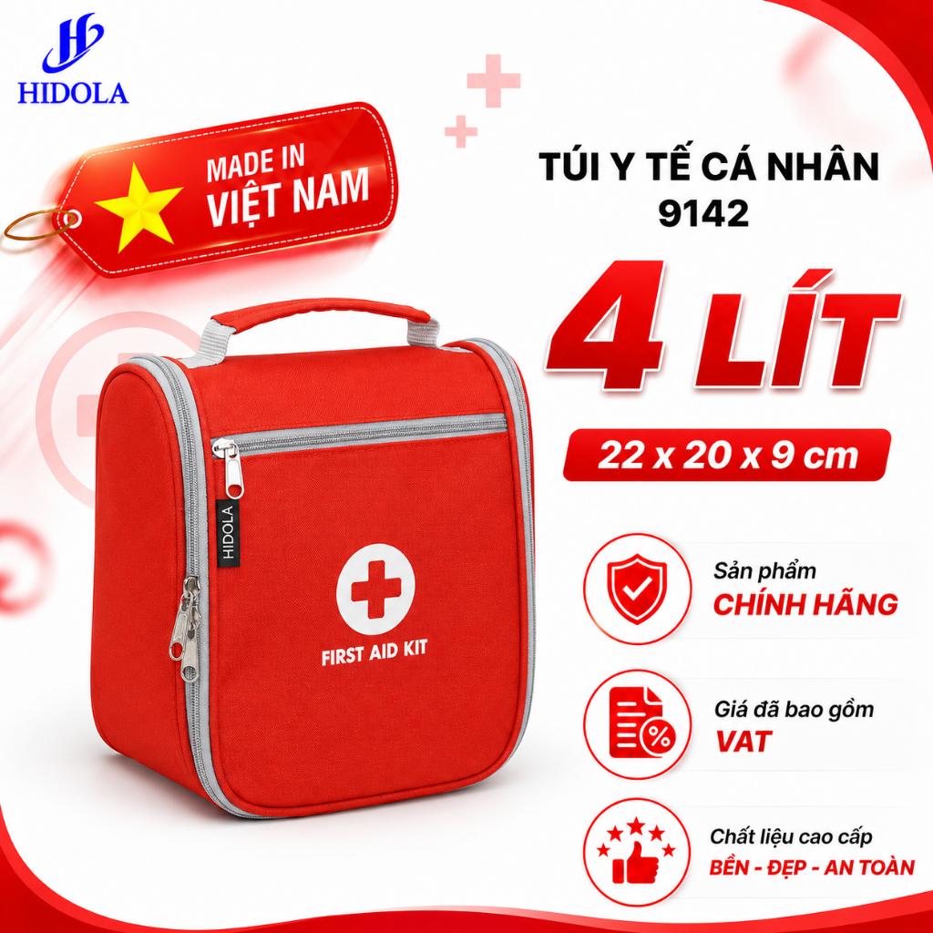 Túi Y Tế Cá Nhân HIDOLA 9142 4L - Túi Sơ Cứu Mini Du Lịch, Đựng Thuốc Gia Đình