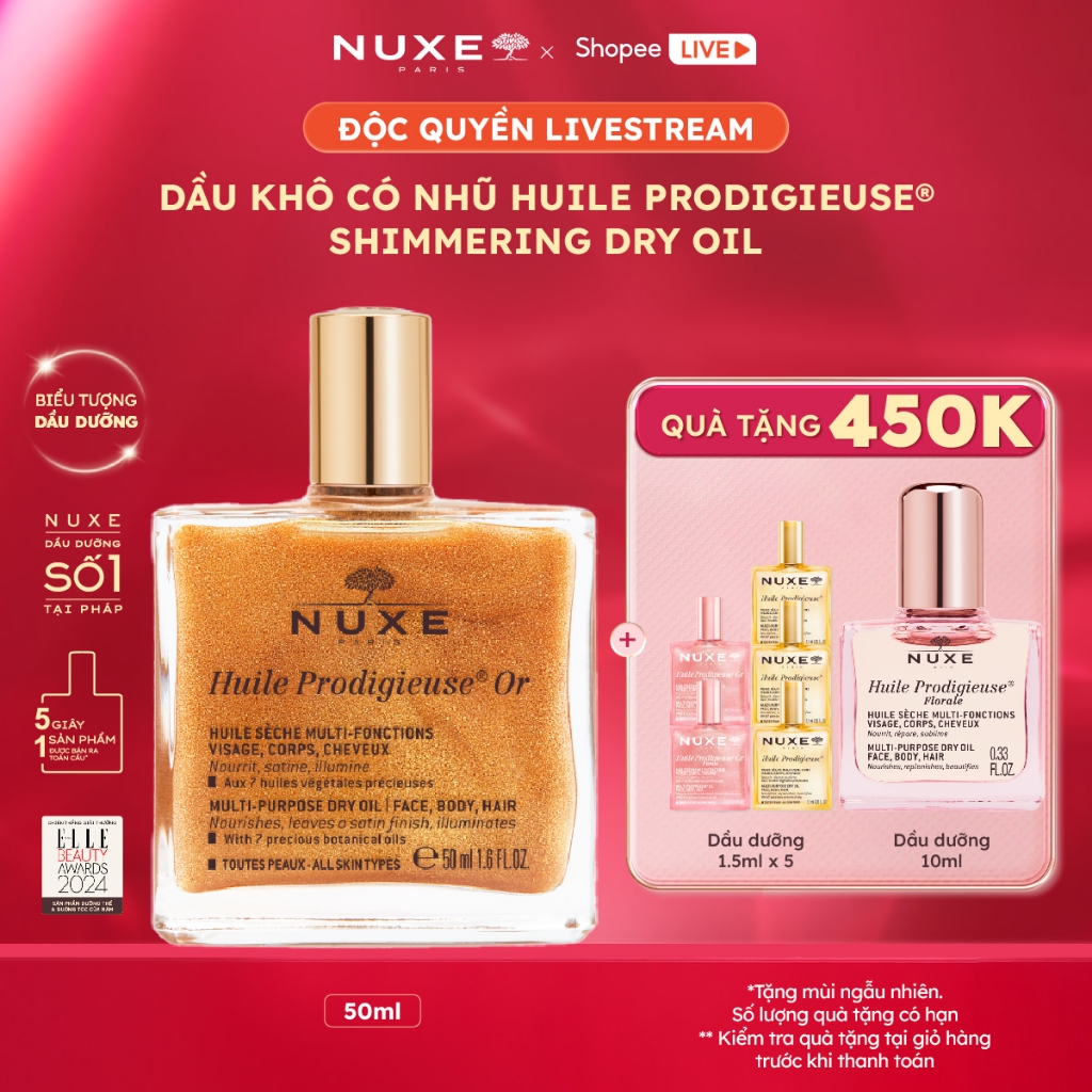 [CHỌN MÀU ĐỂ MUA] [Chỉ 6-7.7 - Tặng Quà 450K] Dầu dưỡng khô đa năng Nuxe Huile Prodigieuse Multi-purpose 50ml