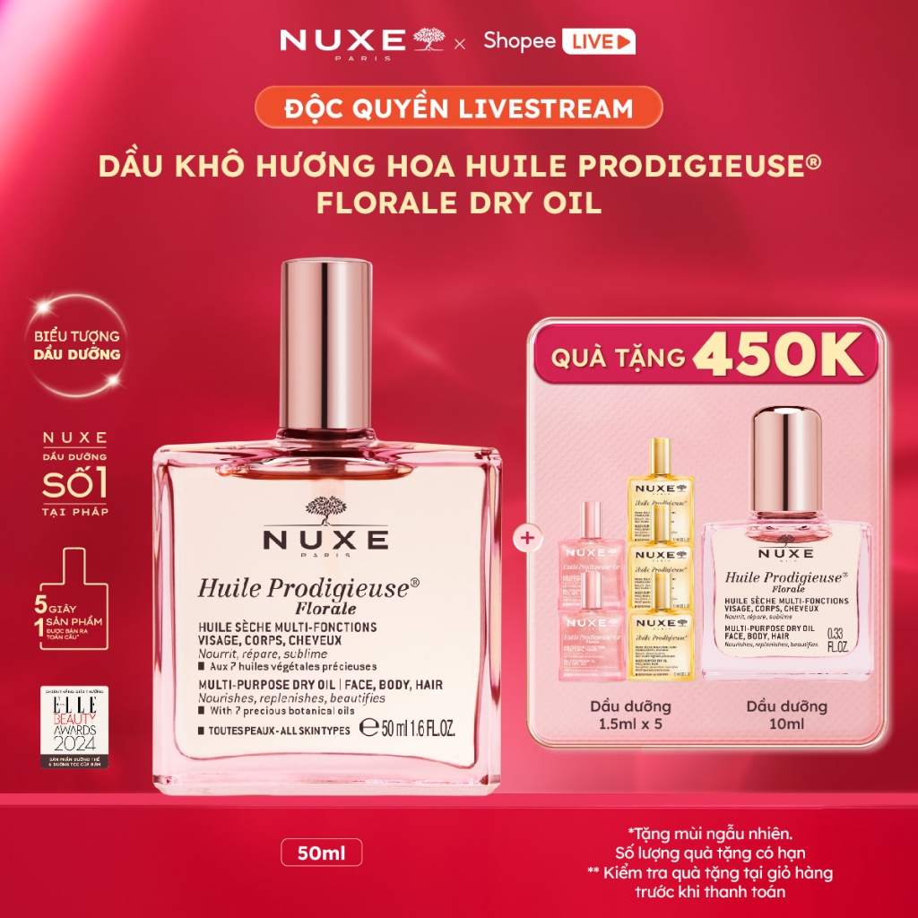 [CHỌN MÀU ĐỂ MUA] [Chỉ 6-7.7 - Tặng Quà 450K] Dầu dưỡng khô đa năng Nuxe Huile Prodigieuse Multi-purpose 50ml