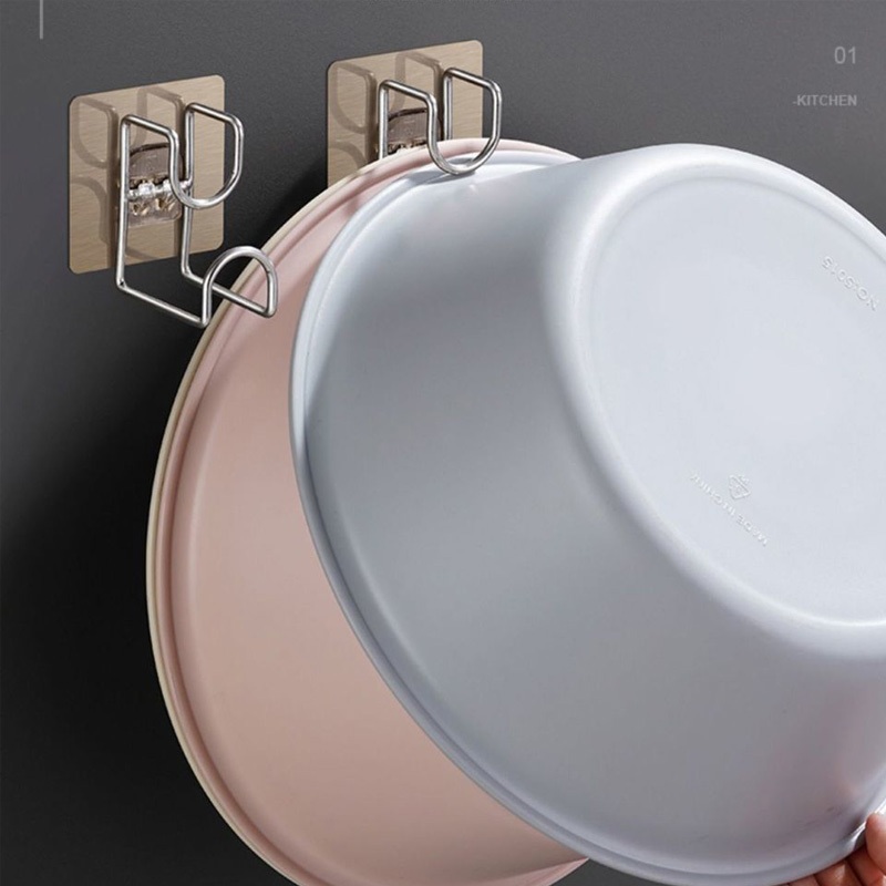set 5 Móc treo chậu inox dán tường MDM0068, móc treo chậu, nồi, rổ tiện ích nhà bếp, nhà tắm