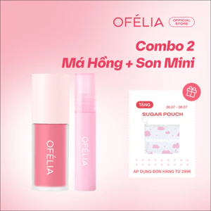 Combo Má Hồng và Son OFÉLIA - Lolli Liquid Blush + Lolli Glow Tint Mini Size (4.6g x 1g)
