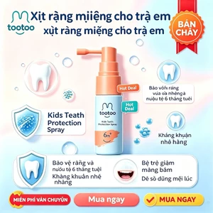 tootoo Xịt chống sâu răng vị nho nuốt được không cay làm sạch mảng bám cho bé từ 6 tháng tuổi
