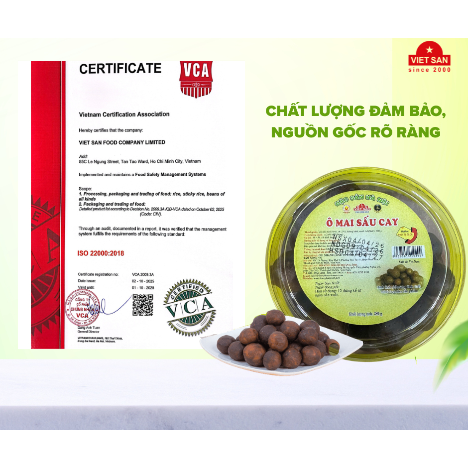 Ô Mai Sấu Cay Việt San 280g - Sấu Chua Cay Giòn Sụn Ăn Vặt Ô Mai Sấu Hà Nội
