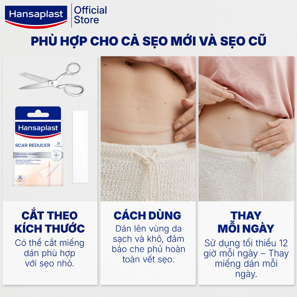 [MỚI] Miếng dán giảm sẹo HANSAPLAST 21 miếng | Đã được chứng minh lâm sàng | Dùng cho sẹo cũ và mới
