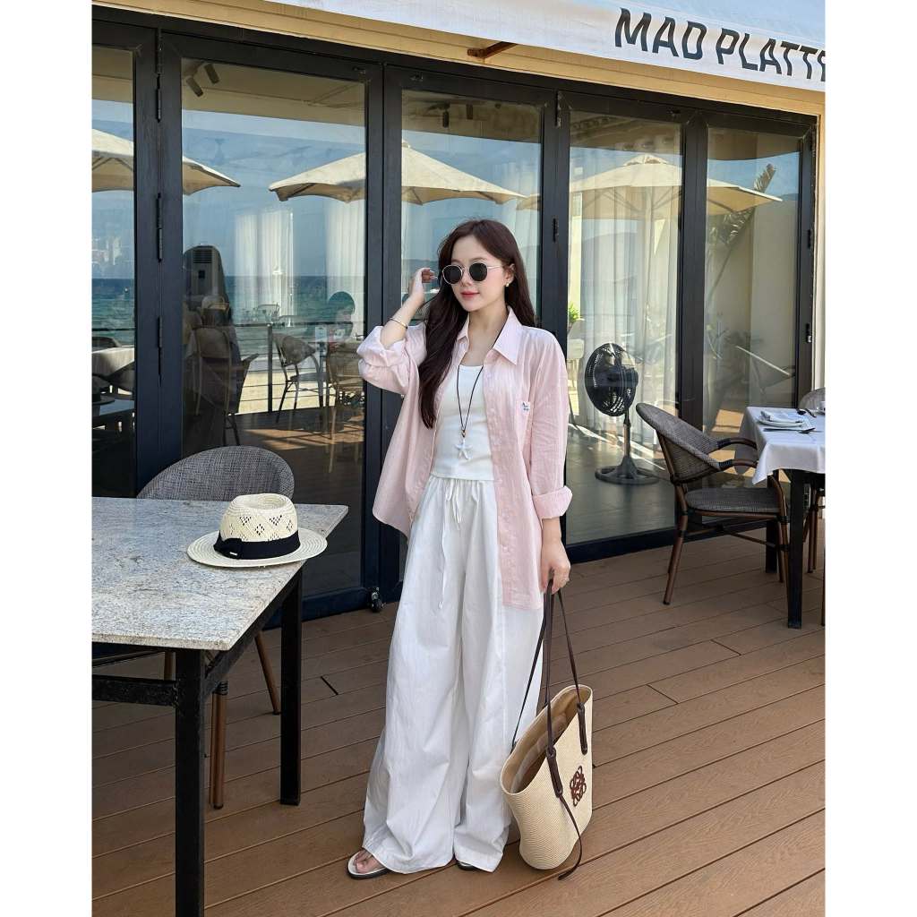 Quần ống rộng vải Summer trơn 2 túi xéo lưng chun