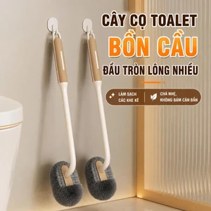 Cây cọ toalet bồn cầu đầu tròn lông nhiều làm sạch tốt màu nâu xám 44x9cm
