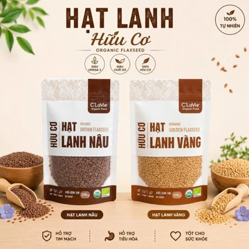 Hạt Lanh Vàng/ Nâu Hữu Cơ C'Lavie u200g - Organic Flaxseed, Giàu Omega-3, Làm Sữa Hạt, Eat Clean