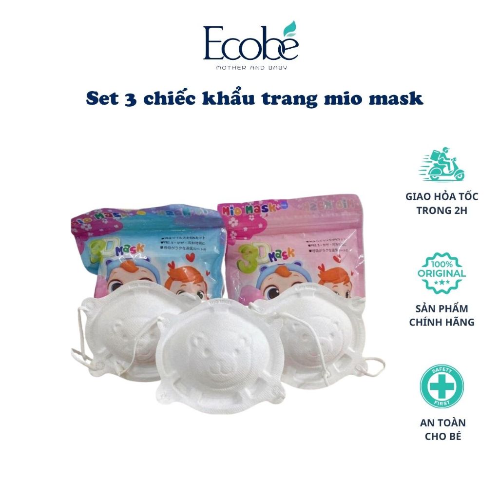 Hình ảnh thực tế Sét 3 Chiếc Khẩu Trang Gấu 3D Mio Mask Chống Bụi Cho Bé Sơ Sinh 1-3 Tuổi BOTIBO KIDS chính hãng trên Shopee