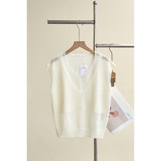 Áo len lưới kiểu nữ vai chờm cổ tròn bo gấu LAMER Mchic O61W26Q019