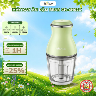 Máy Xay Ăn Dặm Đa Năng 600ml Bear CH-4H02X (QSJ-B02X5) - 200W- 3 Lưỡi Dao Inox, Bảo Hành 18 Tháng