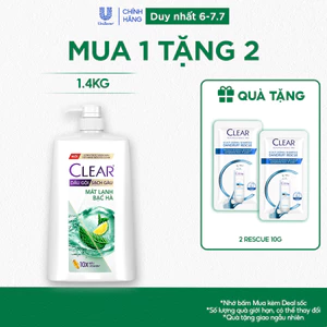 Dầu gội sạch gàu Clear Mát Lạnh Bạc Hà 1,4kg