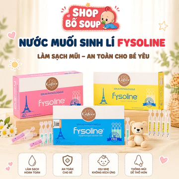 Nước muối sinh lí cho trẻ sơ sinh, nước muối sinh lý Physiodose, Fysoline, Gifere cho bé Shop Bố Soup