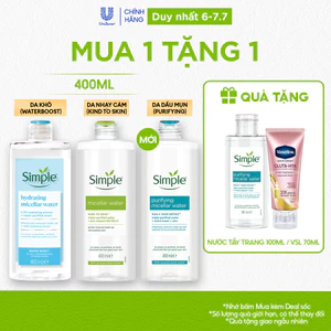 NƯỚC TẨY TRANG SẠCH SÂU DỊU NHẸ - SIMPLE MICELLAR WATER 400ML