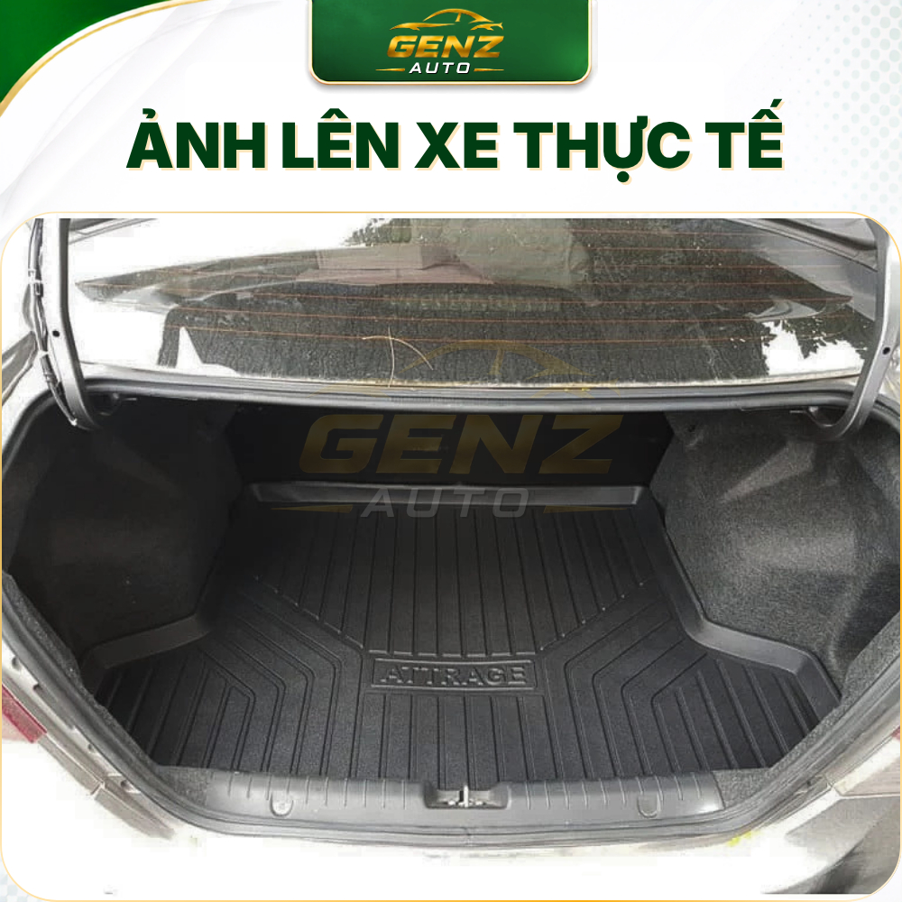 Lót cốp Mitsubishi Attrage 2015 - Nay - Nhựa dẻo TPO Không mùi, Chuẩn khít form xe, Chống thấm nước