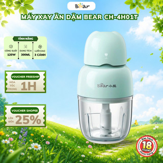 Máy Xay Ăn Dặm Đa Năng 300ml Bear CH-4H01T (QSJ-B01P1), 3 Lưỡi Dao Inox304 Sắc Bén, 120W,BH 18 Tháng
