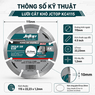 Lưỡi cắt gạch khô JCtop công nghệ lưỡi cắt kim cương KC4115