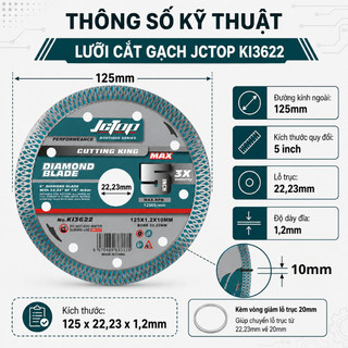 Lưỡi cắt gạch khô JCtop công nghệ lưỡi cắt kim cương KC4115