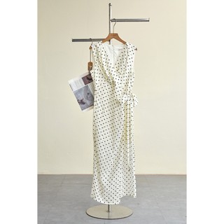 Đầm maxi LAMER dáng ôm sát nách cổ tim buộc váy đầm chấm bi đi biển đi chơi  Mchic O63M26H027
