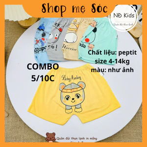 Combo 5/10 chiếc quần chục đùi đáp mông hình thú nhiều màu cho bé 4-14kg mesocshop