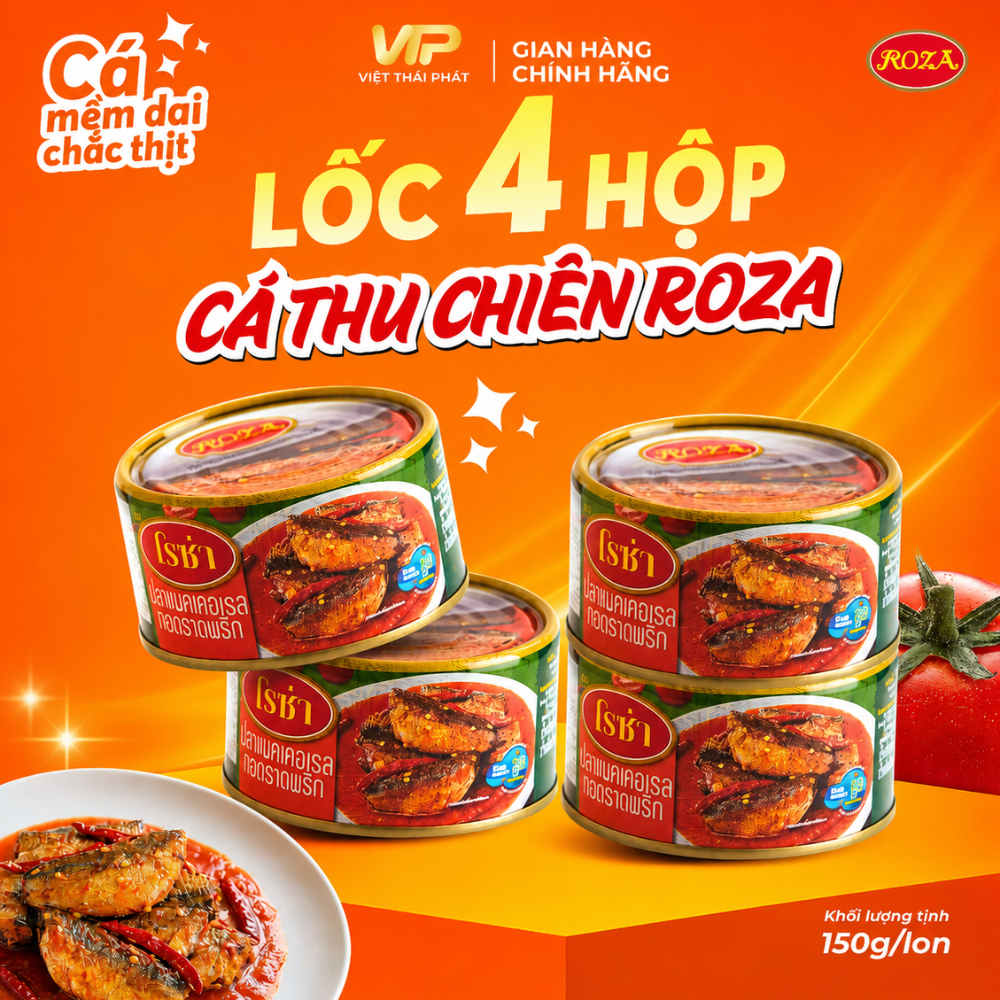 [Combo 4 Hộp] Cá Thu Chiên Sốt Tương Ớt Roza | Việt Thái Phát – Hàng Thái Chính Hãng (150gr/hộp)