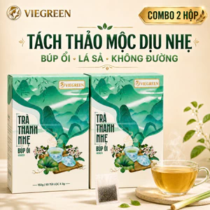 Combo 2 Hộp Trà Túi Lọc Búp Ổi 25% VIEGREEN Thanh Nhẹ 2x50 Túi x3g, Lá Sả, Không Đường, GMP HACCP
