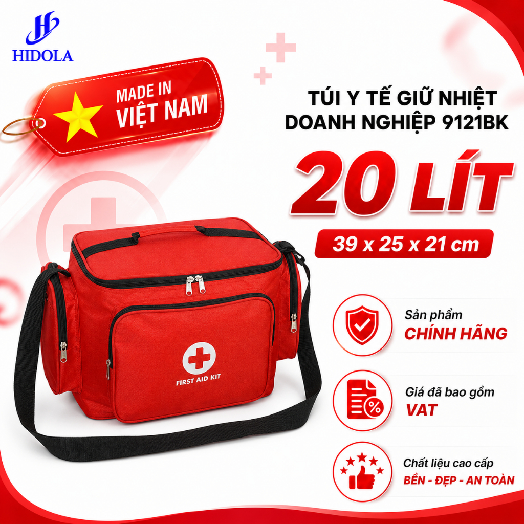 TÚI Y TẾ LỚN GIỮ NHIỆT HIDOLA 9121BK, 20 LÍT