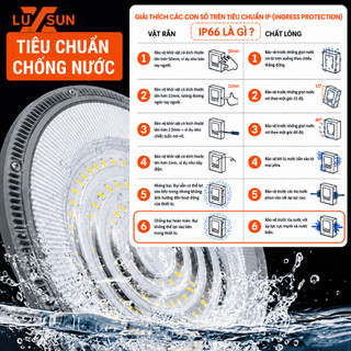 Đèn LED Nhà Xưởng UFO LUXSUN Màu Xám 100W 150W 200W 300W Siêu Sáng Chiếu Kho Xưởng Nhà Máy Bảo Hành 12 Tháng