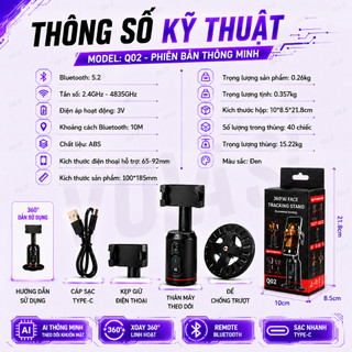Gimbal AI VUASI Q02 Điều Khiển Cử Chỉ Thông Minh Quay 360 Độ Tự Động Linh Hoạt Vô Cùng Tiện Lợi