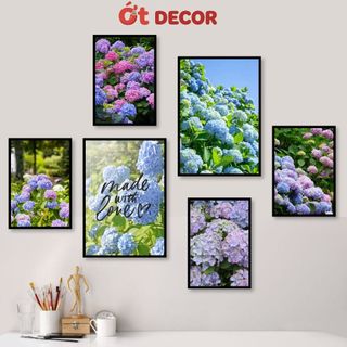 Combo Tranh Dán Tường Vườn Hoa Cẩm Tú Cầu Decor Nhà Cửa Sang Trọng-Ớt Decor