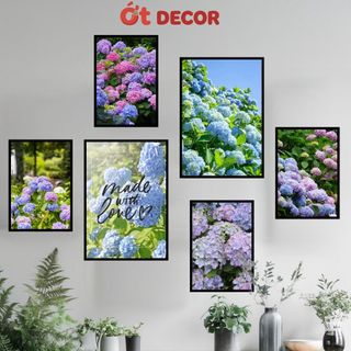 Combo Tranh Dán Tường Vườn Hoa Cẩm Tú Cầu Decor Nhà Cửa Sang Trọng-Ớt Decor