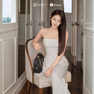 Set quần dài linen hoa kẻ sọc phối áo quây phong cách quyến rũ hiện đại KS653