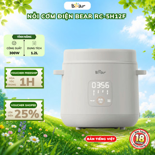 Nồi Cơm Điện Mini 1.2L Đa Năng Bear RC-5H12F, 300W, 4 Chế Độ Nấu, Lòng Nồi Chống Dính, BH 18 tháng