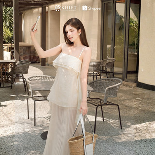 Set Áo 2 Dây Tơ Vân Bèo Phối Chân Váy Dập Ly Thanh Thoát Nàng Thơ KS660