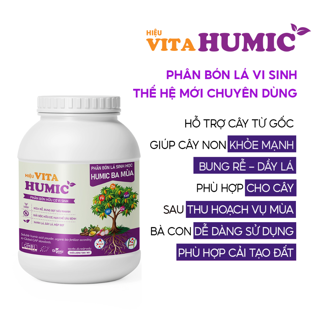 Phân bón VITA HUMIC cho Mít Thái Mít Ruột Đỏ - Siêu kích rễ, chống xì mủ gốc, mập thân, lớn trái (1kg)