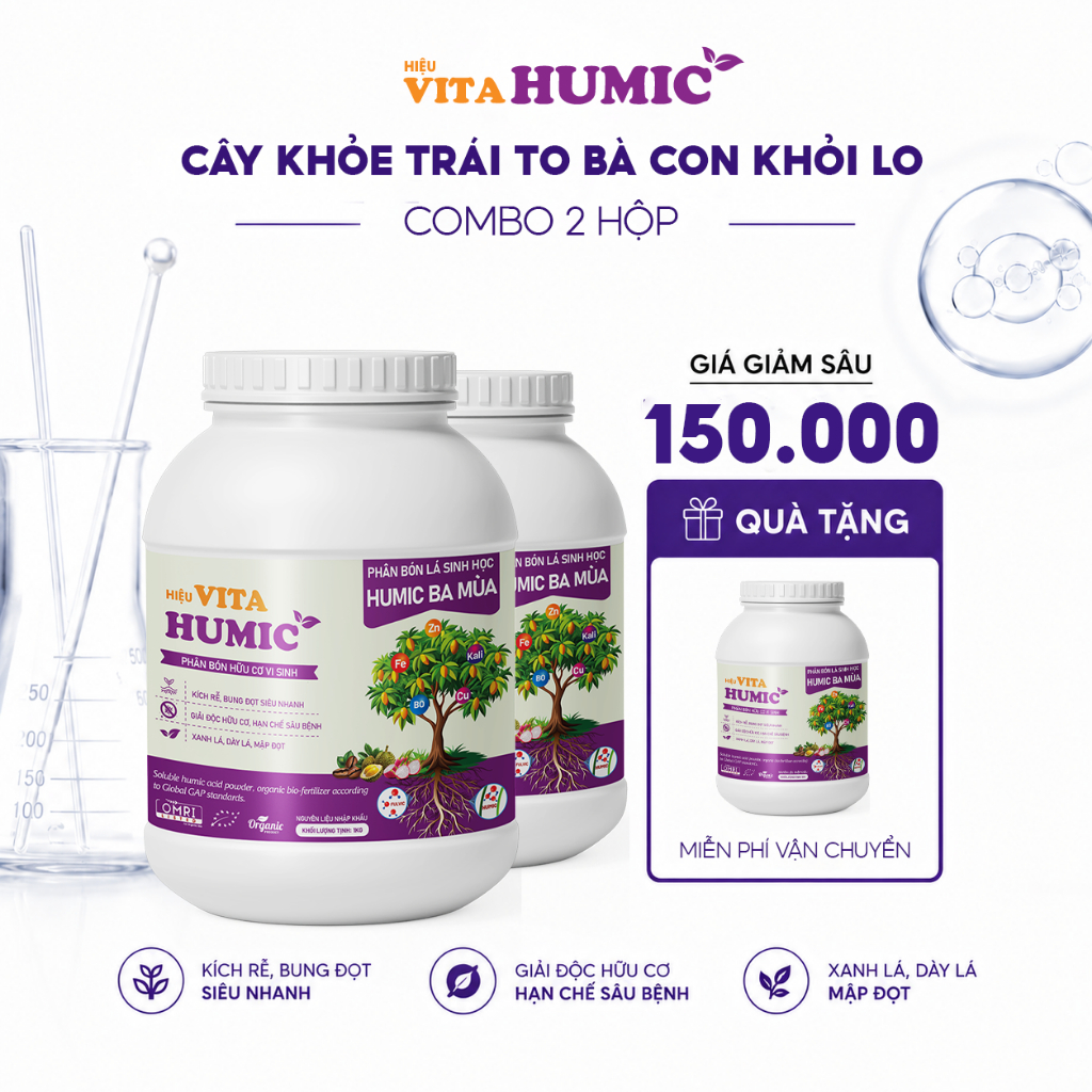 Phân bón rễ VITA HUMIC chuyên Cà Phê Hồ Tiêu - Bung đọt vọt cành, phục hồi rễ chống chịu hạn mặn (1kg)