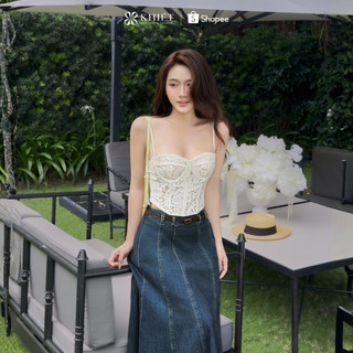 Chân váy Khiết Style jean dài dáng xòe nhẹ phong cách hiện đại KV585
