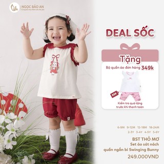 NBAN (6M-6Y) Bộ đồ ngắn bé gái Thỏ Mơ, Set quần áo cotton mềm mát cho bé mặc hè-THOMO8.25