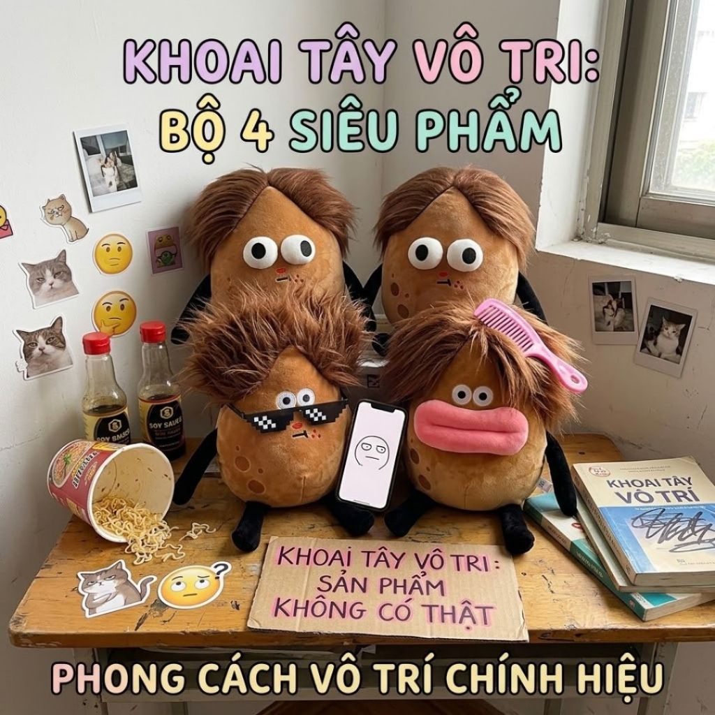 Gấu Bông Khoai Tây Môi Dầy Tóc Dài Vô Tri Xấu Lạ, Gấu Bông Xấu Xí Nhìn Hài Hước Quà Tặng Cho Bạn Gái,Cho Bé