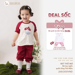 NBAN (6M-6Y) Bộ đồ lửng bé gái Thỏ Mơ, Set áo quần cotton mềm mát cho bé đi học đi chơi-THOMO8.25